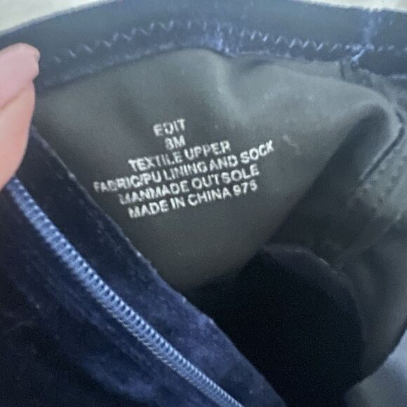 Steve Madden EDIT Ankle Boots Sz 8 Blue Velvet Side Zip Block Heel Party Y2K - Picture 8 of 9